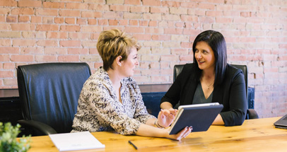 Two People at Desk for Job Interview